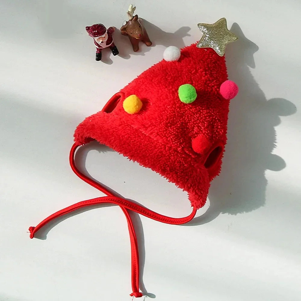 Christmas Puppy Dog Cat Costume Xmas Cat Santa Elk Hat with Bandana Bib Scarf Set Cat Accessories Pet Holiday Dress up Supplies