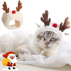 Christmas Puppy Dog Cat Costume Xmas Cat Santa Elk Hat with Bandana Bib Scarf Set Cat Accessories Pet Holiday Dress up Supplies